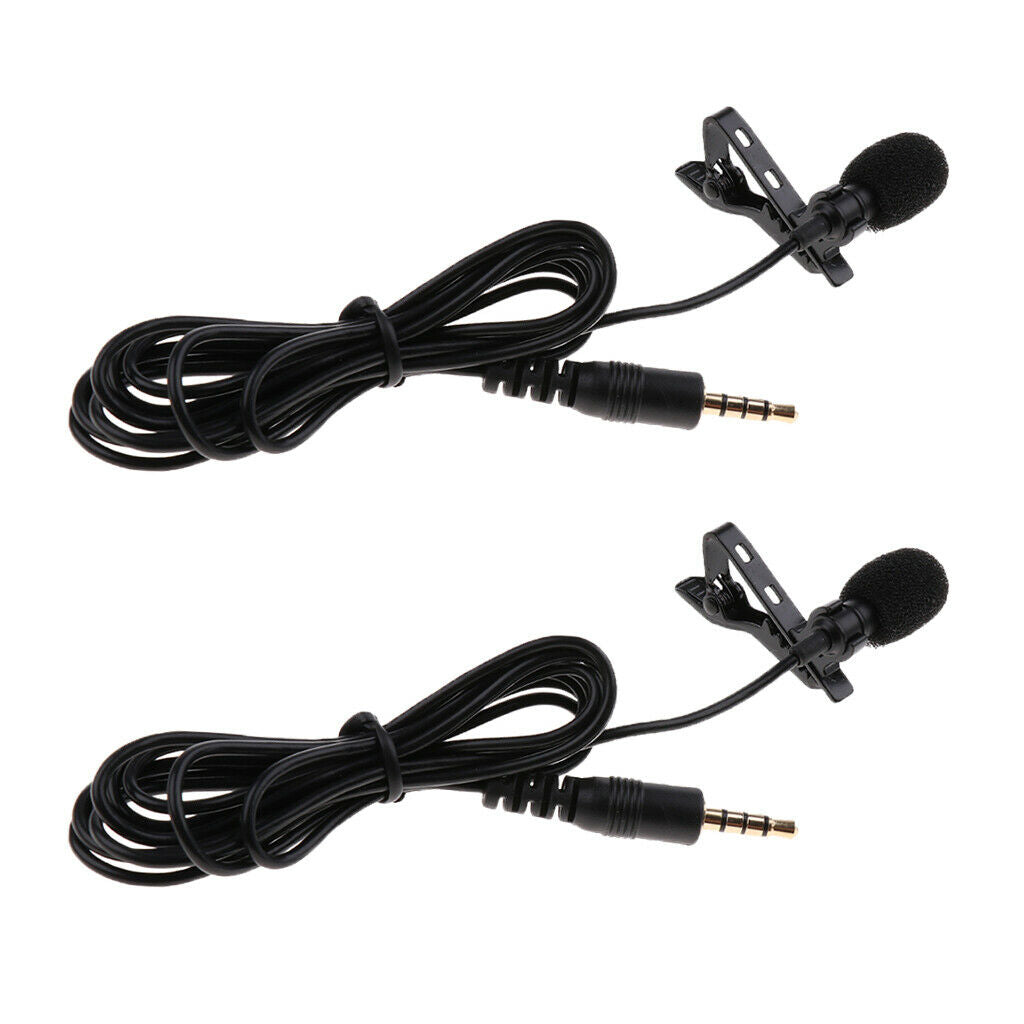 2x Omnidirectional 3.5mm Lavalier Tie Clip Tie Clip for Smartphone