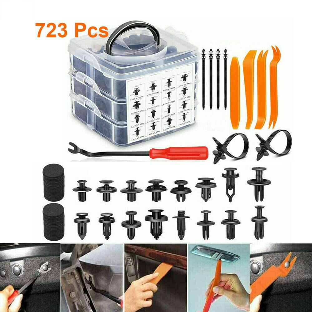 723Pcs Car Push Retainer Clips Assortment Nylon Bumper Fender Rivets Bumper Kit