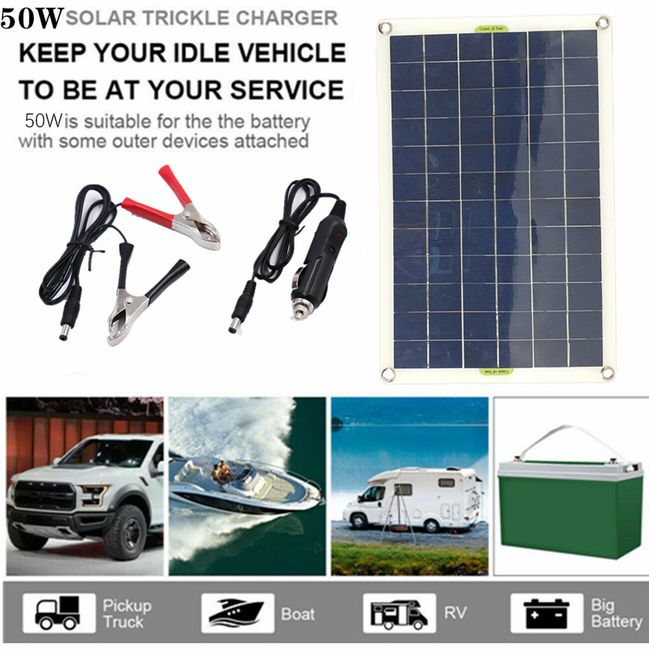 50W Solar Panel  USB Output Solar Cells Poly Solar Panel  for 12V/24V Battery LI