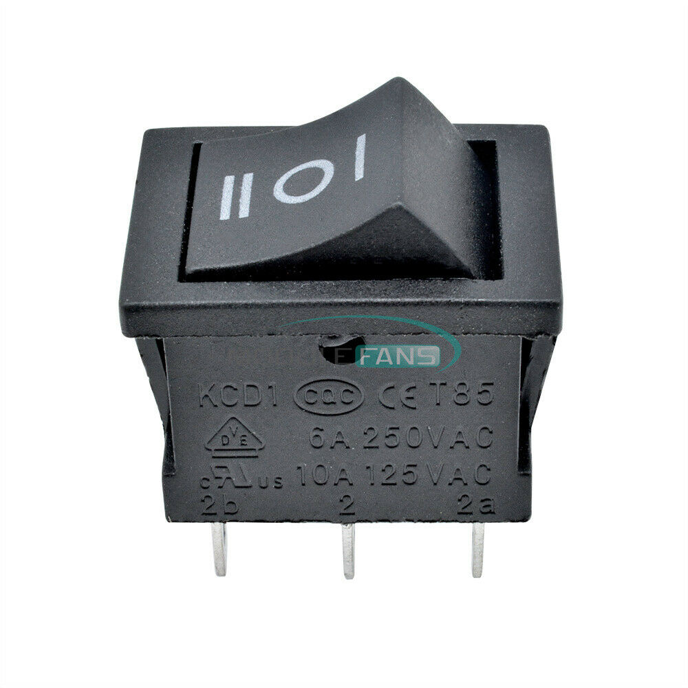 2PCS 6Pin DPDT ON-OFF-ON 3Position Snap Boat Rocker Switch 6A/250V 10A/125V AC M