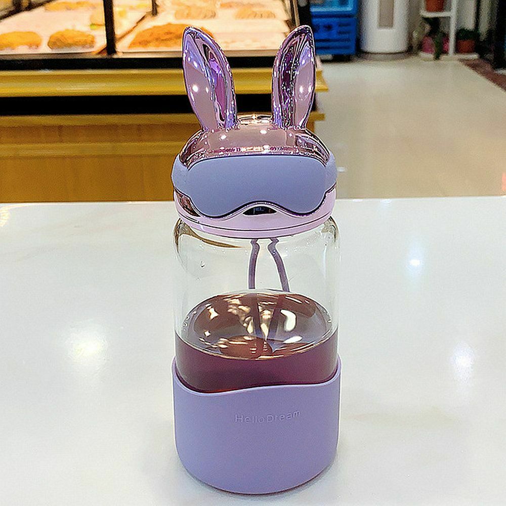 Kids Girls Women Shaker Bottle Rabbit Design 340ml Glass Water Bottle Water Cup