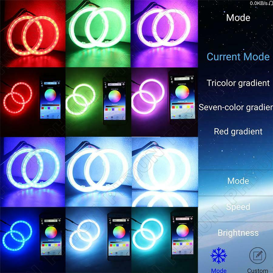 2x 60mm Angel Eyes RGB Headlight Halo Rings For Car Scooter Motorcycle Universal