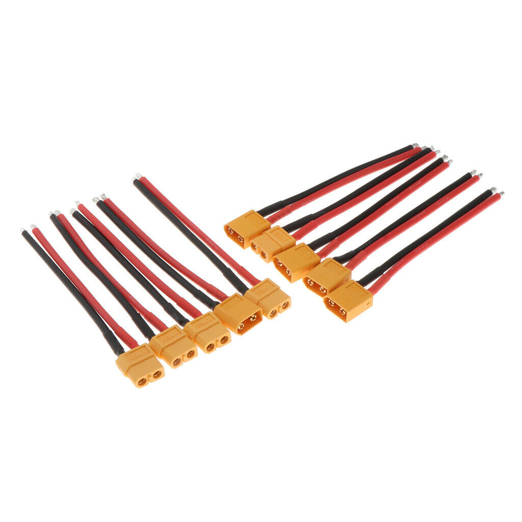 10Pair Silicone XT-60 Male Female Connector Wire 2Pin for RC Battery DIY