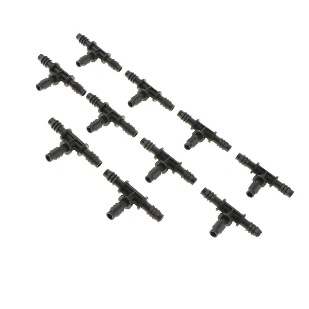 10 Pcs Micro Drip Irrigation System Dripper Tee Pipe Adapter Barb Hose