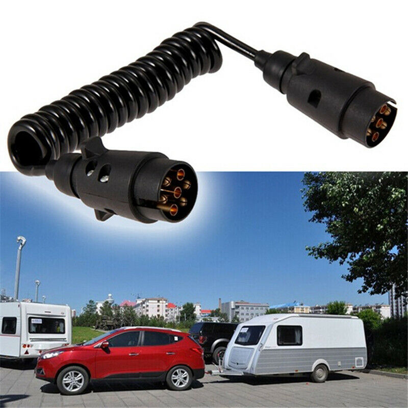 Trailer Spring Coil 7-pin Plug Socket Extension Cable Car Lead Towing Wire WZDF