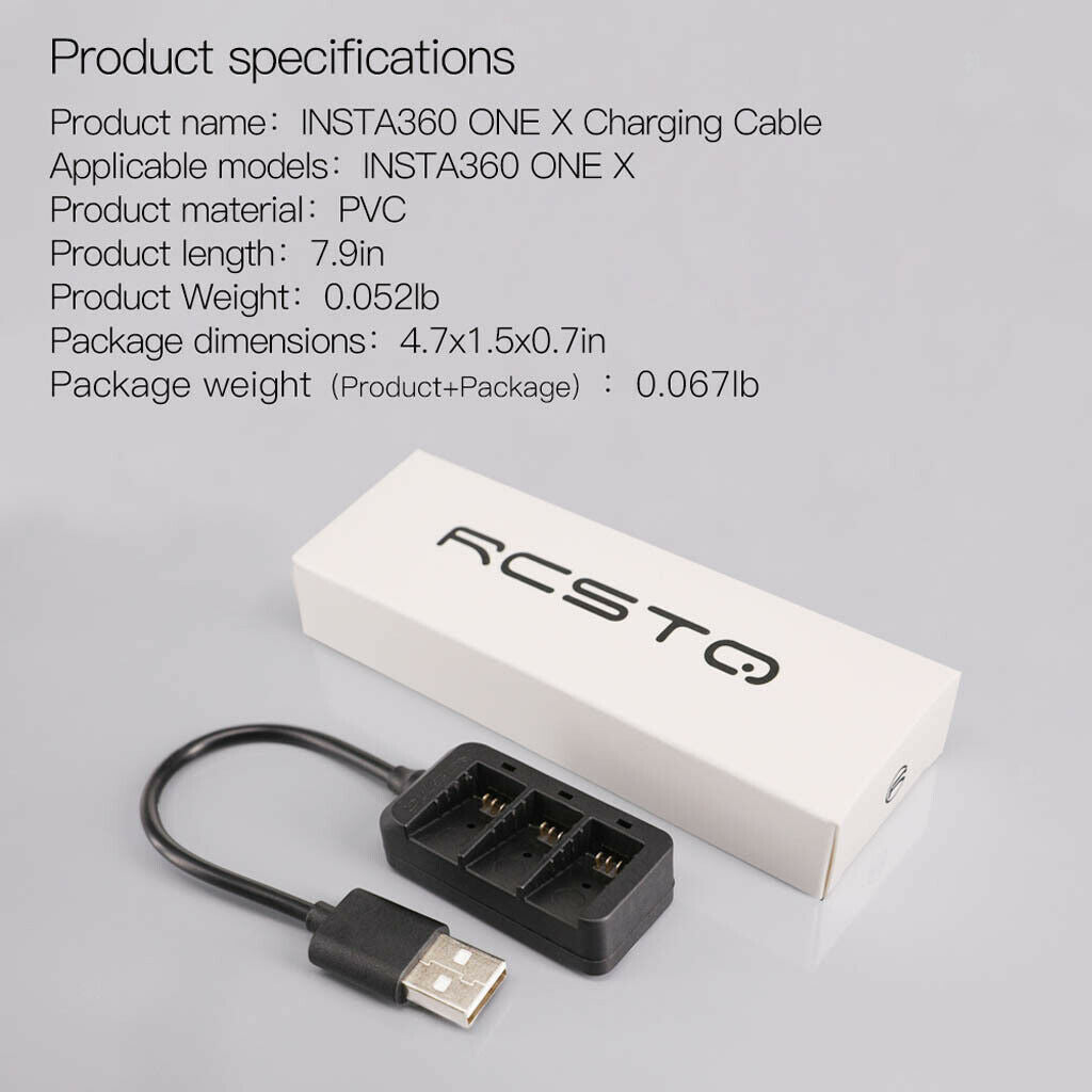 Portable Battery USB Charging Cable for Insta360   X Action Camera