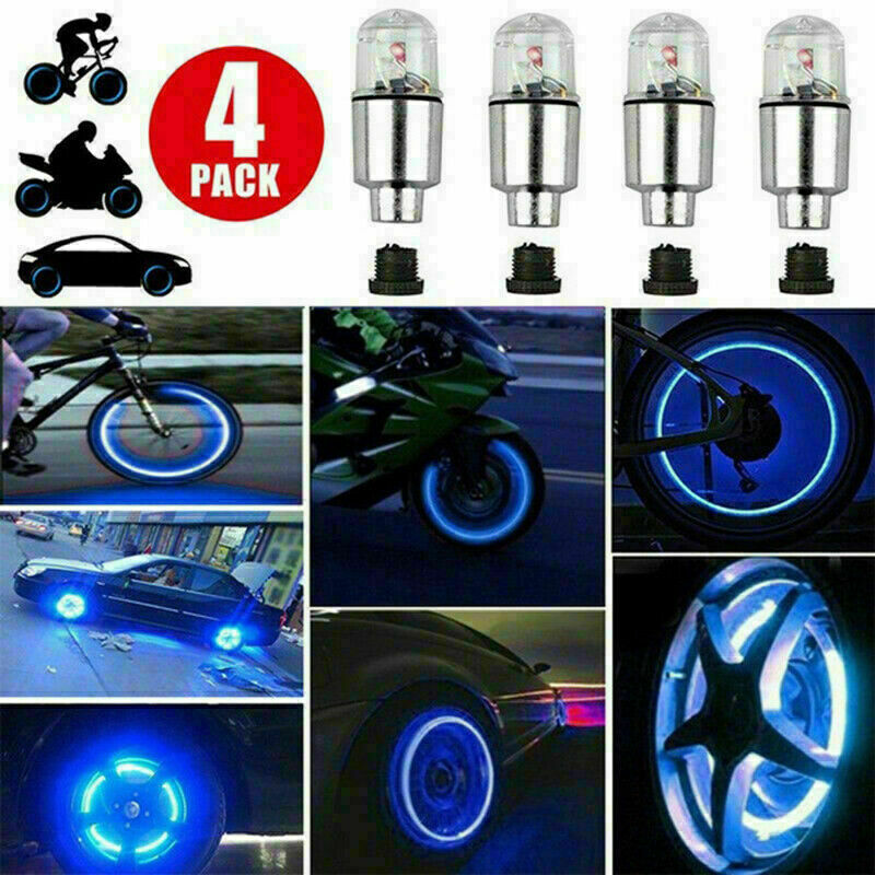 4x Auto SUV Wheel Tire Tyre Air Valve Stem LED Light Caps Cover Car Accessories