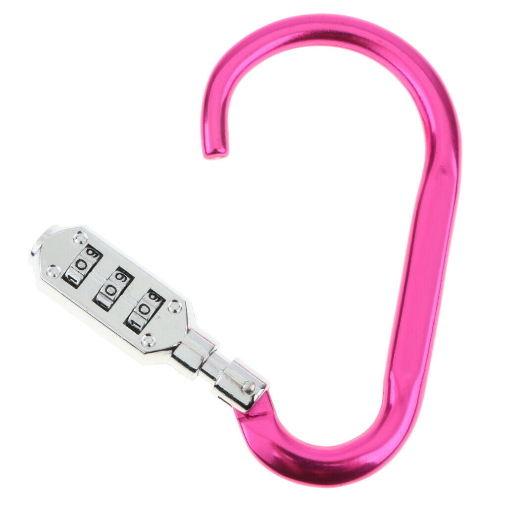 Carabiner Hook Buckle Clip Keychain with 3 Digits Combination Lock Big Rose