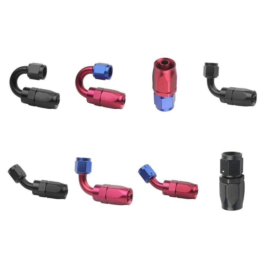 4x Reusable Anoized 6AN Straight Elbow 0 45 90 180 Degree AN6 Hose End