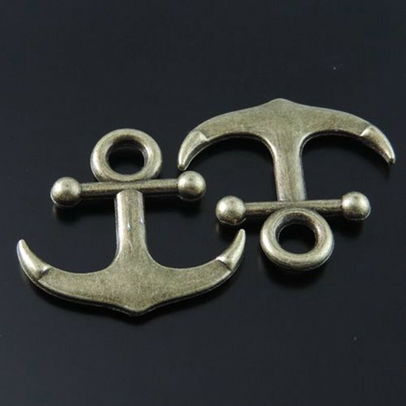 30x28x4mm Antiqued Bronze Bracelet Charm Anchor Alloy Pendant DIY Craft 10 pcs