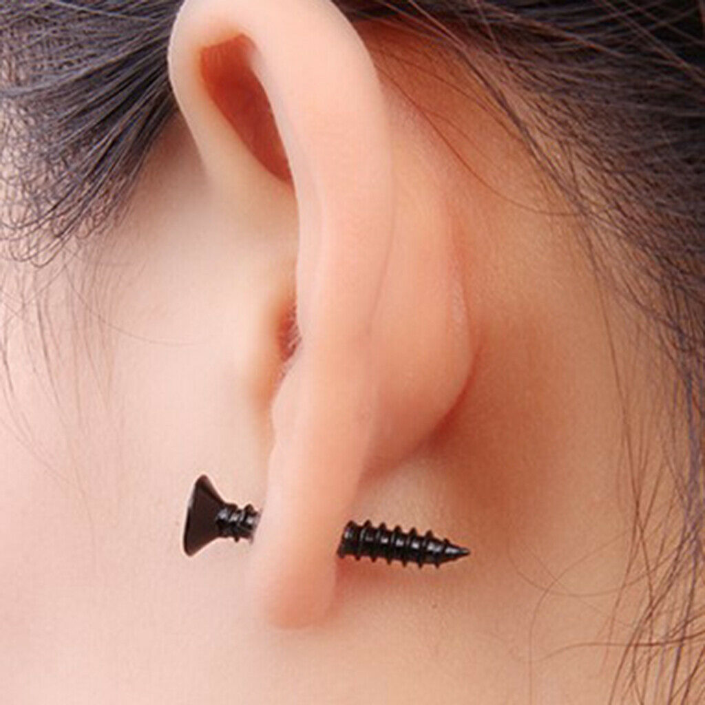 Prettyia 6 Pair Women Stainless Steel Piercing Cross Screws Ear Stud Earring