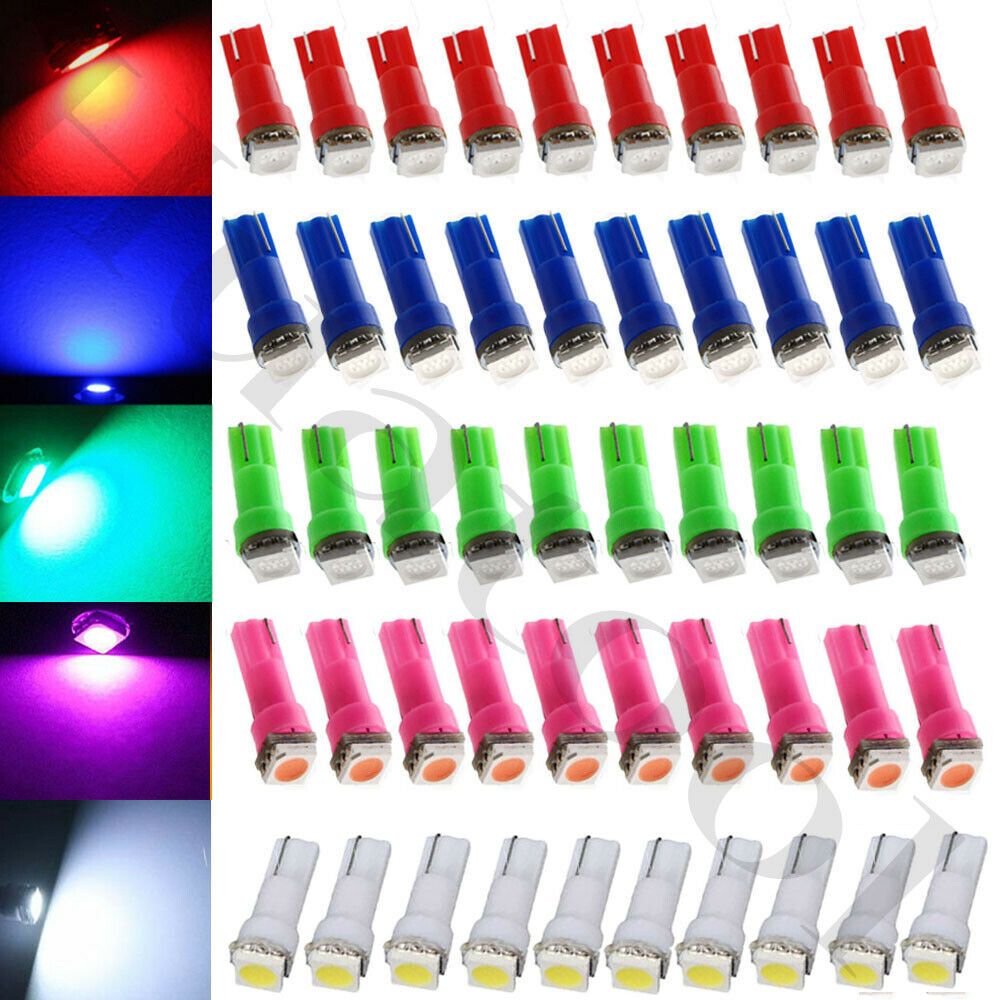 50pcs/Set T5 LED Speedometer Instrument Gauge Cluster Dash Light Bulbs