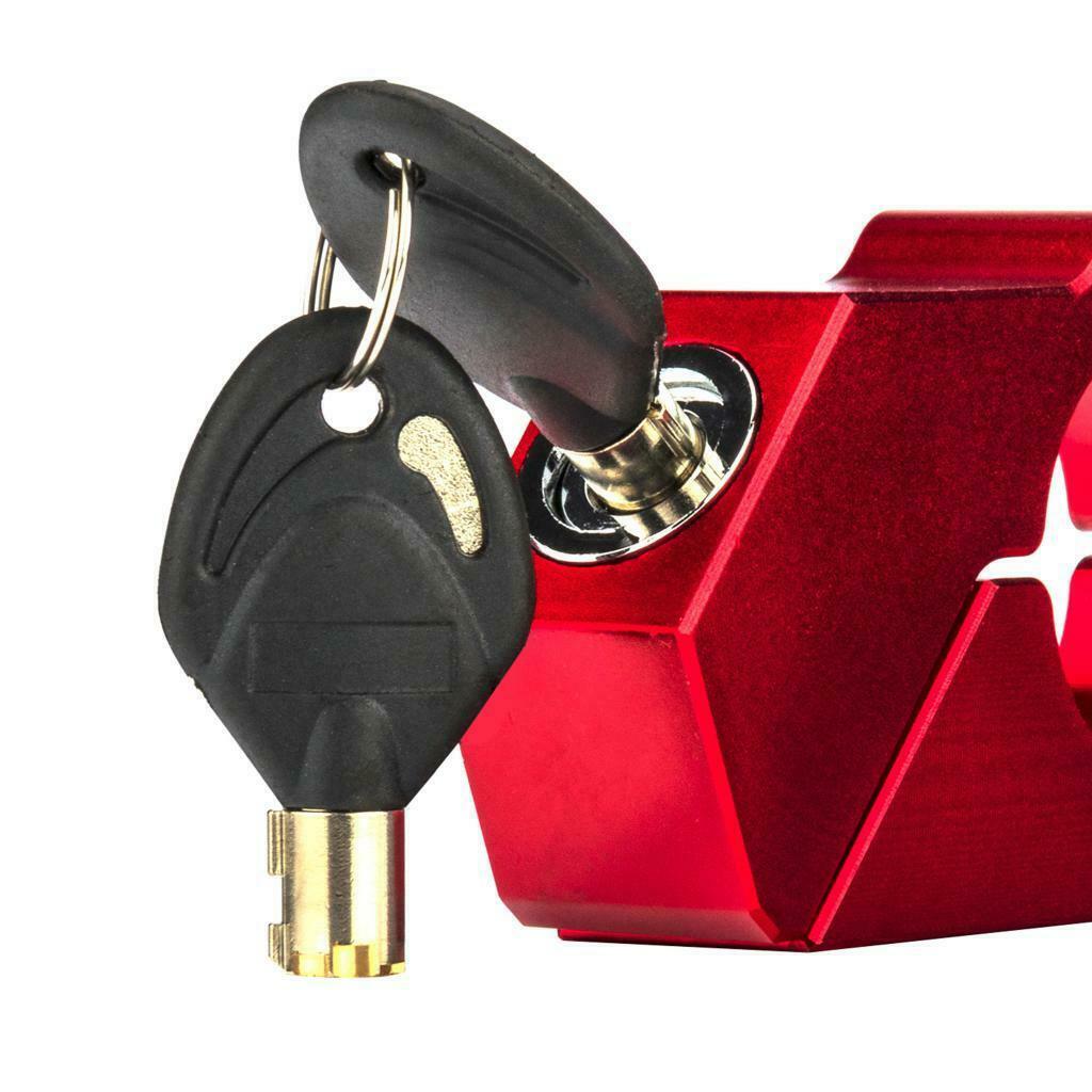 Red Motorcycle Bicycle Handlebar Throttle Grip Lock Anti-theft Brake Level Lock