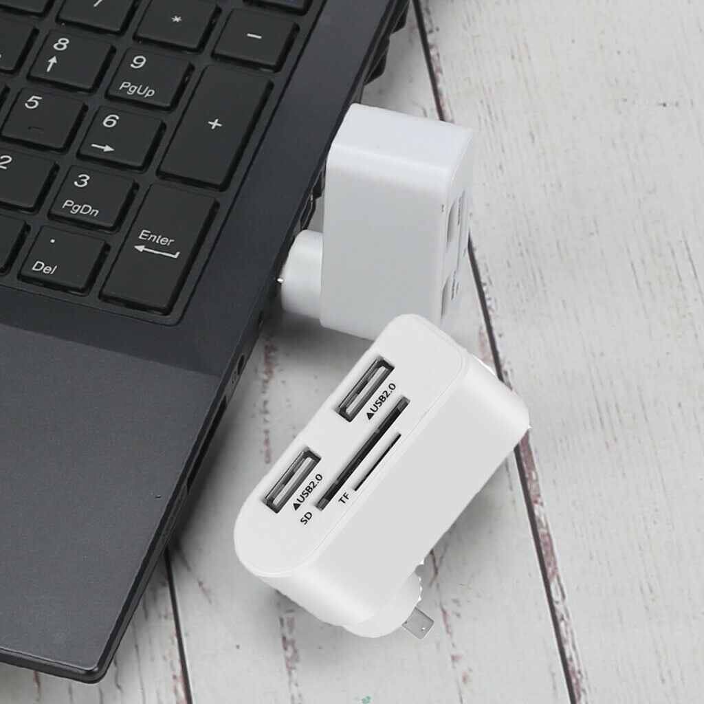 2 Port USB 2.0 Rotate 360 Splitter Adapter Hub For PC Notebook Laptop White