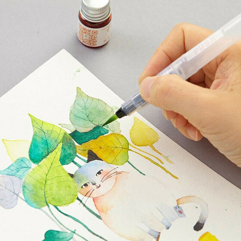 6Pcs/Set Water Color Brush Refillable Pen Watercolor Color Drawing Art AcDEAU