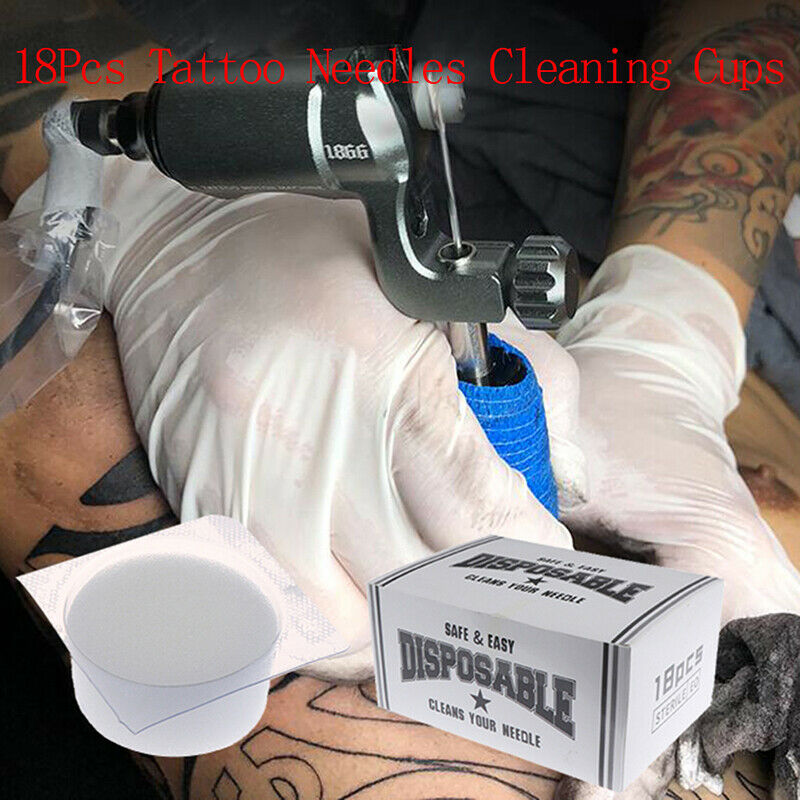 18pcs Tattoo Dip Cap Cup Dipping Dipcap Clean Blend Dry Needle PermanentMa D^WF