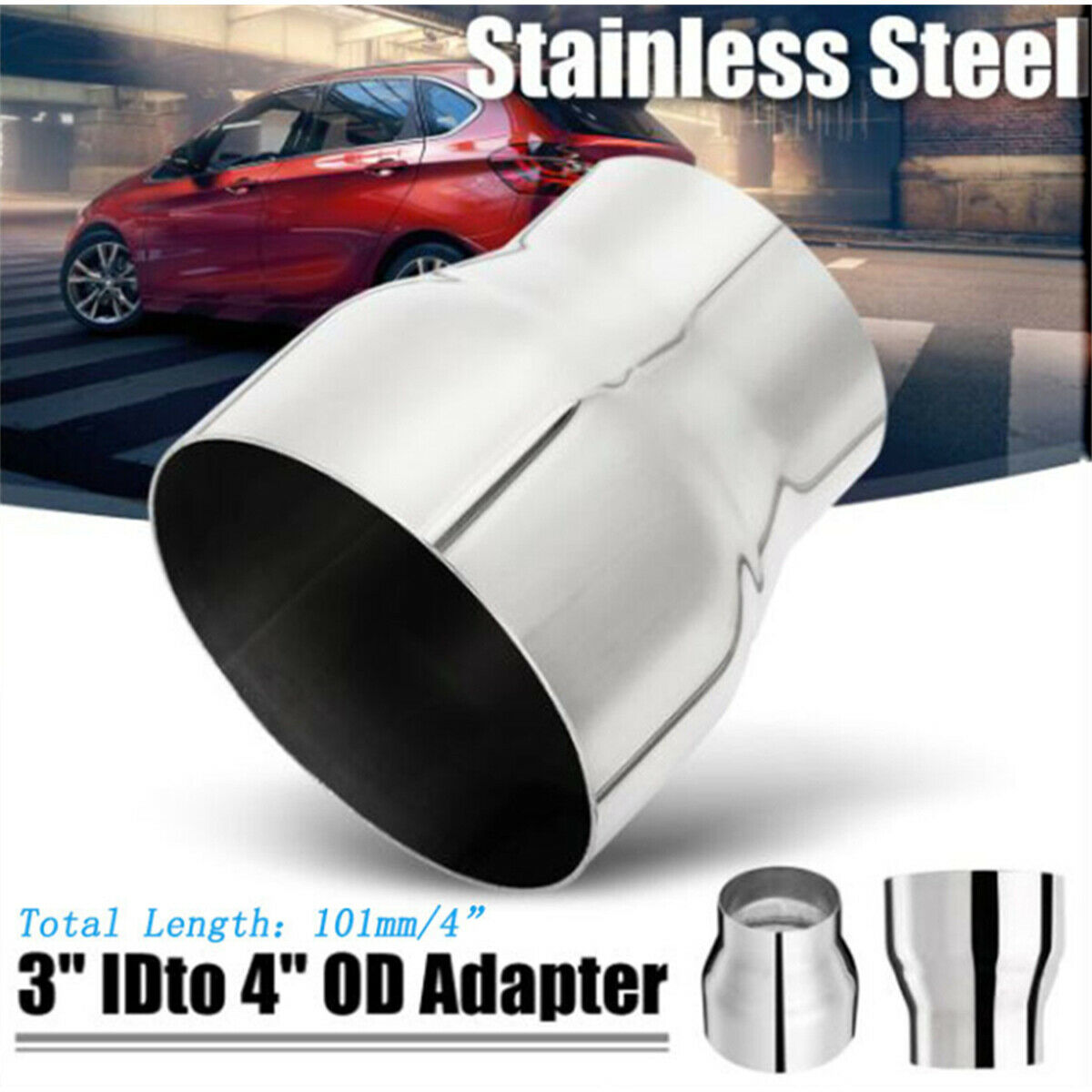 3" ID to 4" OD 304 Stainless Steel Car Exhaust Pipe Adapter Reducer Connector