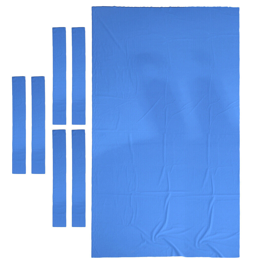 9ft Durable Worsted Pool Table Cloth Billiard Felt + Cushion Rail Bars Blue