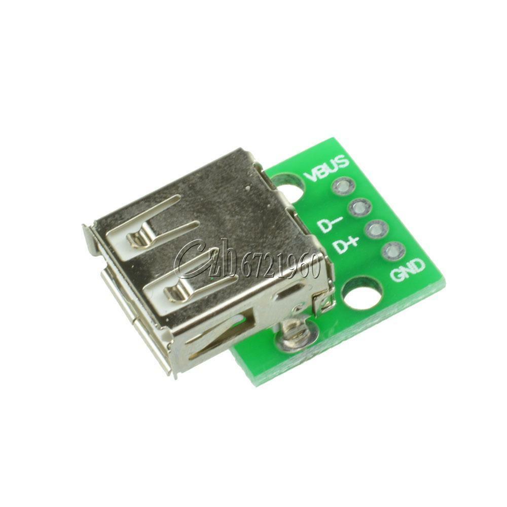 2PCS USB Female Port Connector Breakout Board 5V Power 2.54mm Header for Arduino