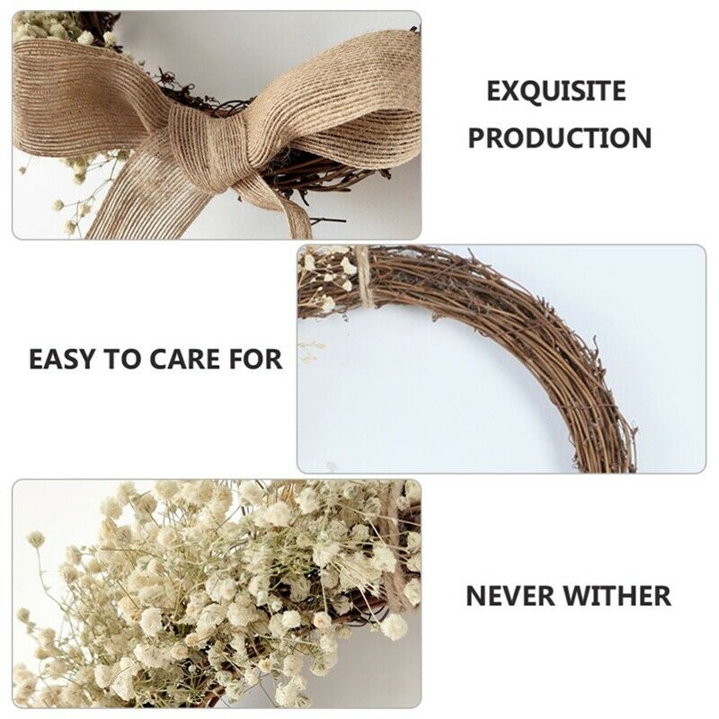 Gypsophila Garland Ornament Artificial Rattan Floral Wreath Wall Pendant DryA8V8
