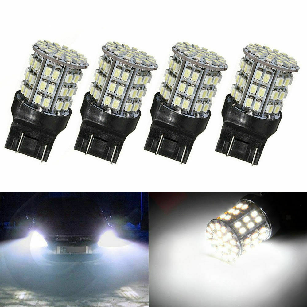 4 Pcs. 7443 7440 T20 White LED 64 SMD Tail Brake Bulbs