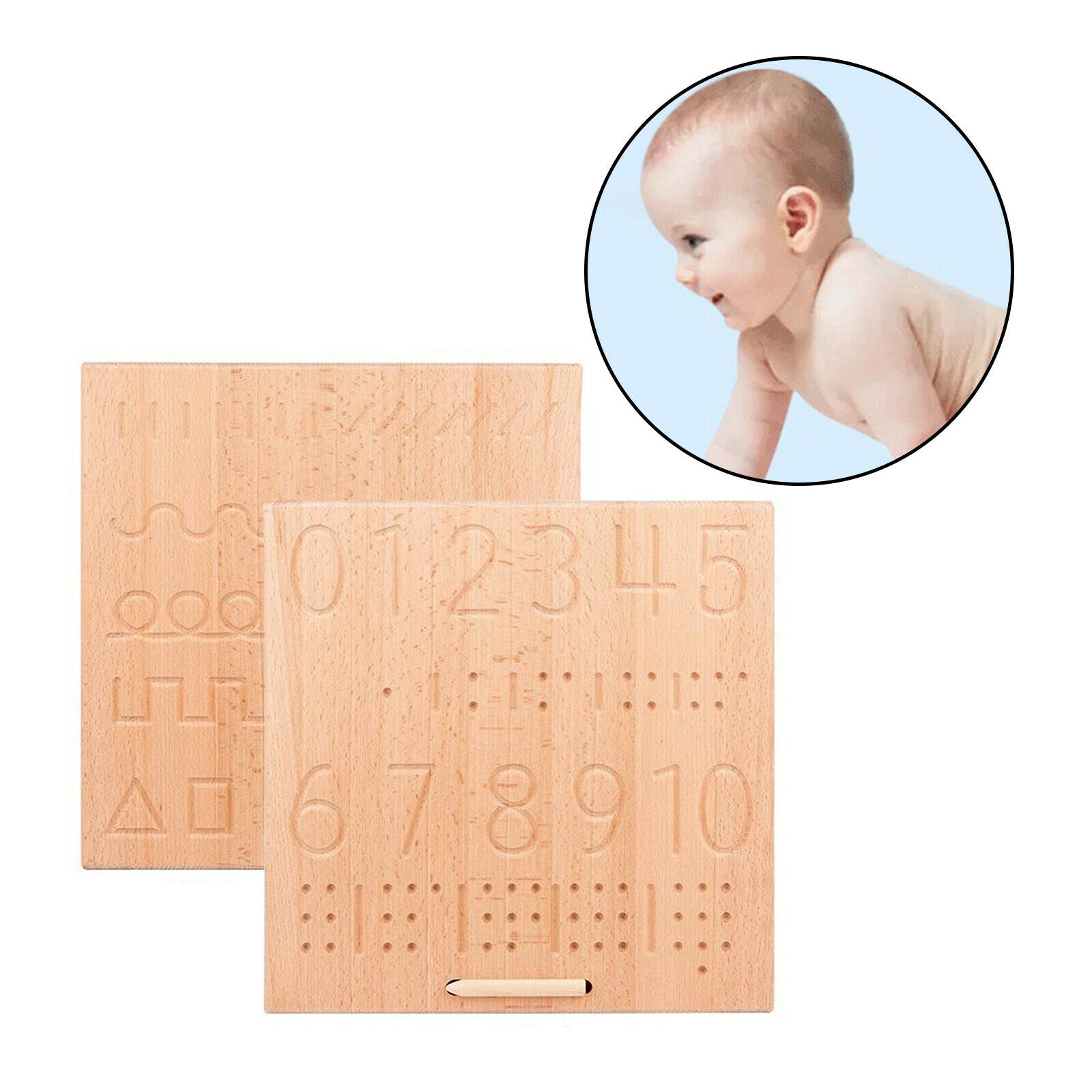 Montessori Educational Wooden ToyBraille Number Tracing Board for Preschool Kids