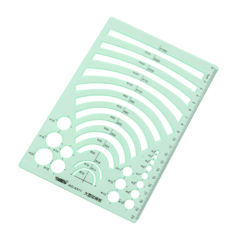 Green Plastic Students Rectangle Shape Drawing Circle Template Geometric R.l8