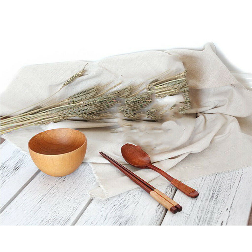 2Pcs Wooden Wood Cereal Soup Bowl Kitchenware for Outdoor Picnic Hiking Camping