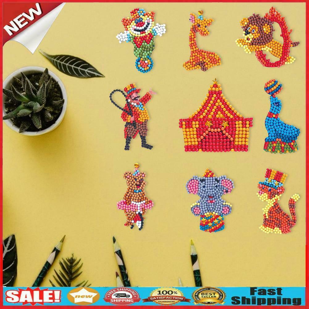 DIY Full Drill Round Cartoon Circus Troup Diamond Painting Puzzle Stickers @