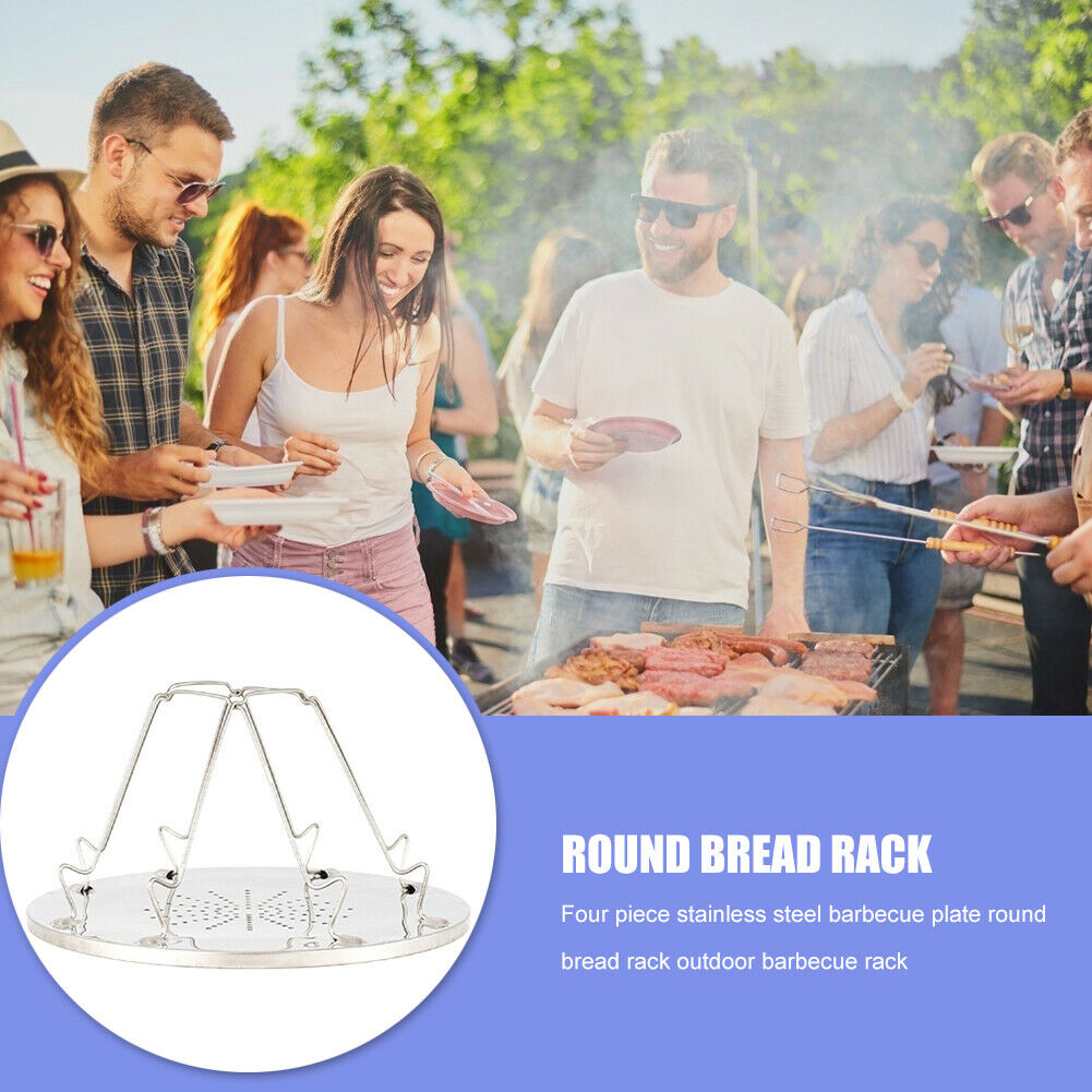 4 Slice Outdoor Camping BBQ Toaster Tray Foldable Bread Toast Rack Grill @