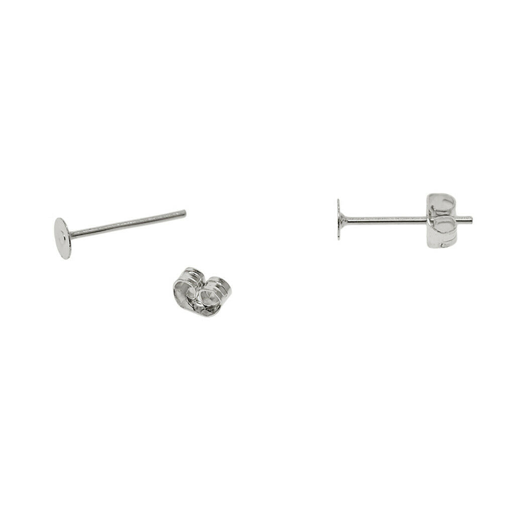 400 Pieces Iron Earrings Posts Flat Pad with Round Flat Ear Hooks for