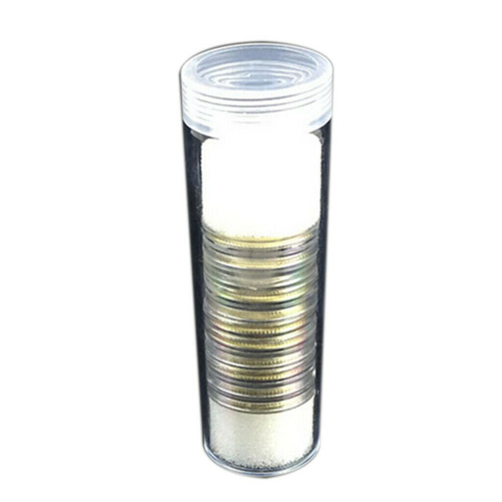 10 Pieces Coin Storage Display Capsules Round Boxes Organizer Container 25mm