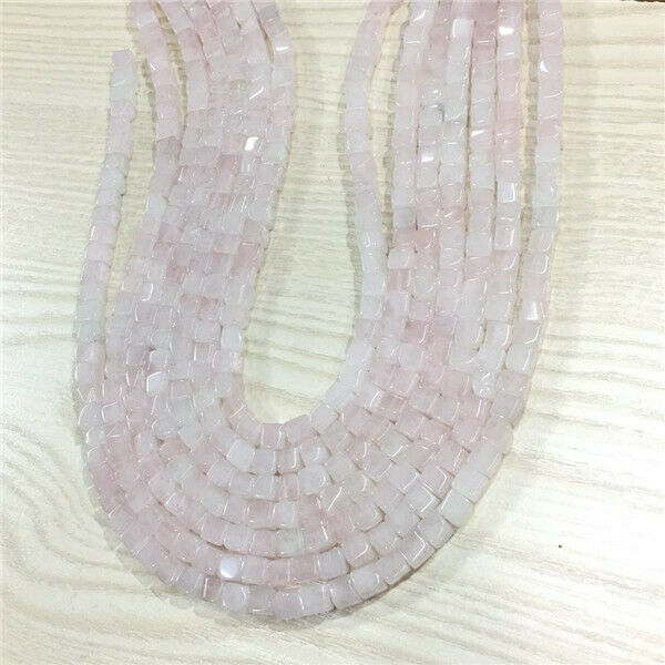 1 Strand/62Pcs 6x6mm Natural Rose Quartz Cube Spacer Loose Beads 15.5inch HH705