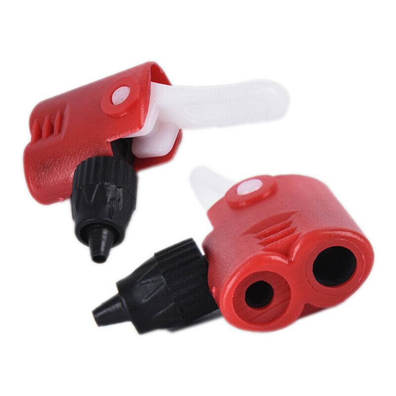 Bicycle Red Pump Valve Nozzle Hose Adapter Double Head Pumping AccessorieY1
