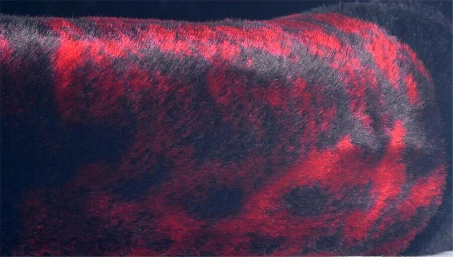 Winter 38cm Universal Black+Red Plush Furry Thick Auto Car Steering Wheel Cover