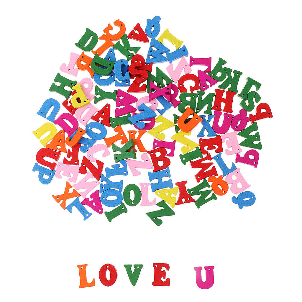 100x Wood Alphabet for Kids Baby Educational Developmental Teaching Toys