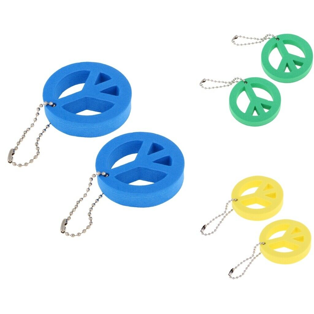 2 Pieces Round Buoy EVA Floating Keychain Keyring Yachting Key Float Green