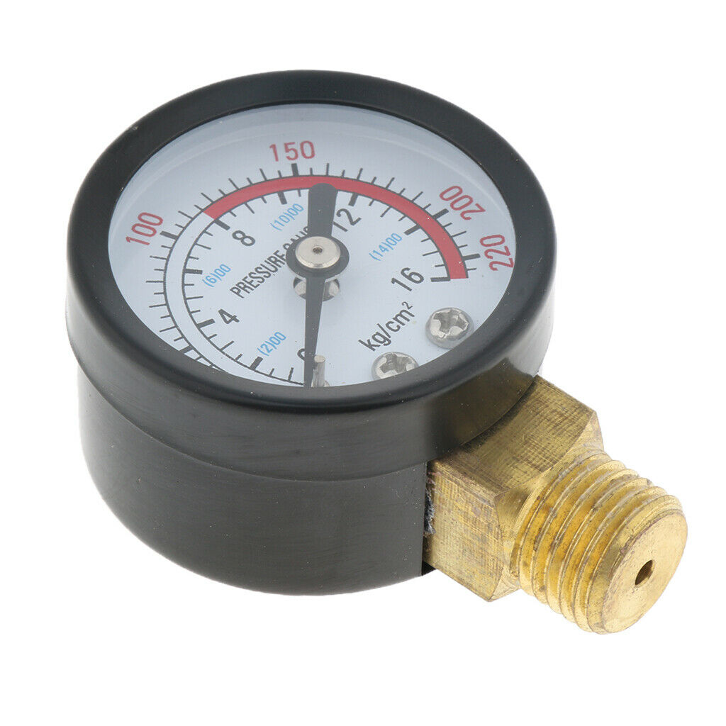 Water Pressure Gauge 0-220psi Male NPT Brass Thread M14x1.5mm