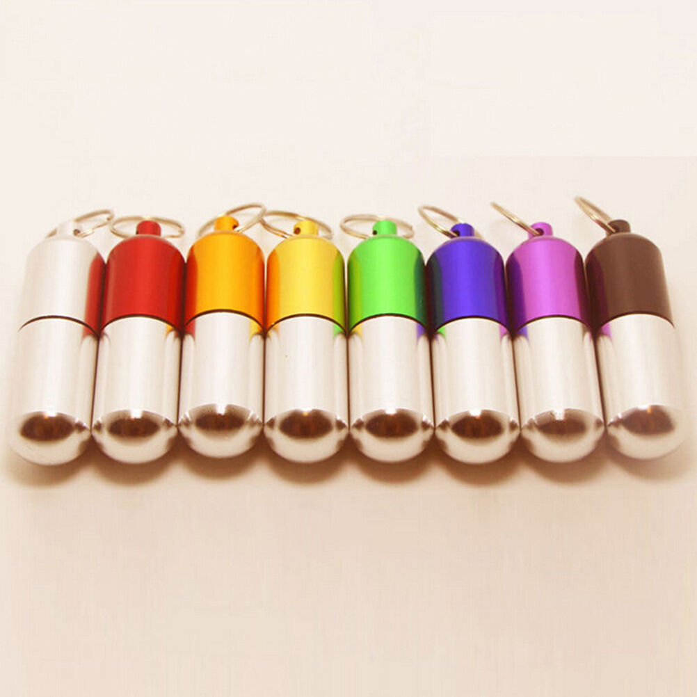 Waterproof Aluminum Medicine Pill Box Case Bottle Holder Container Keychai.l8