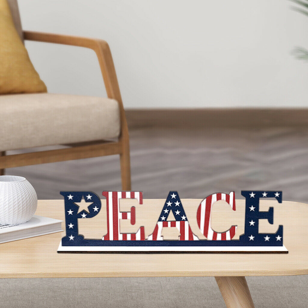 5 Piece Wood Decorative Plaque Letter Sign Free Standing Blessed Table Decors