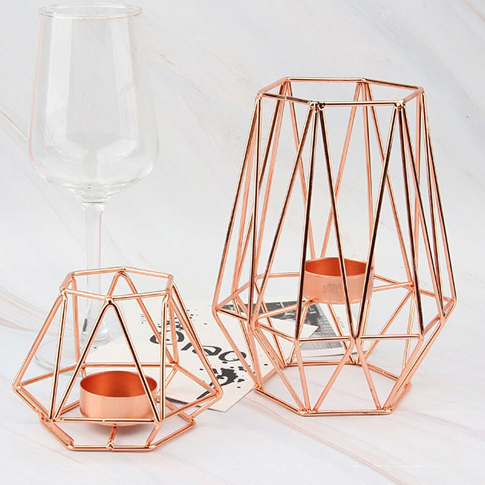 Hexagon Shaped Pillar Votive Candle Holders Candlestick for Home Decor