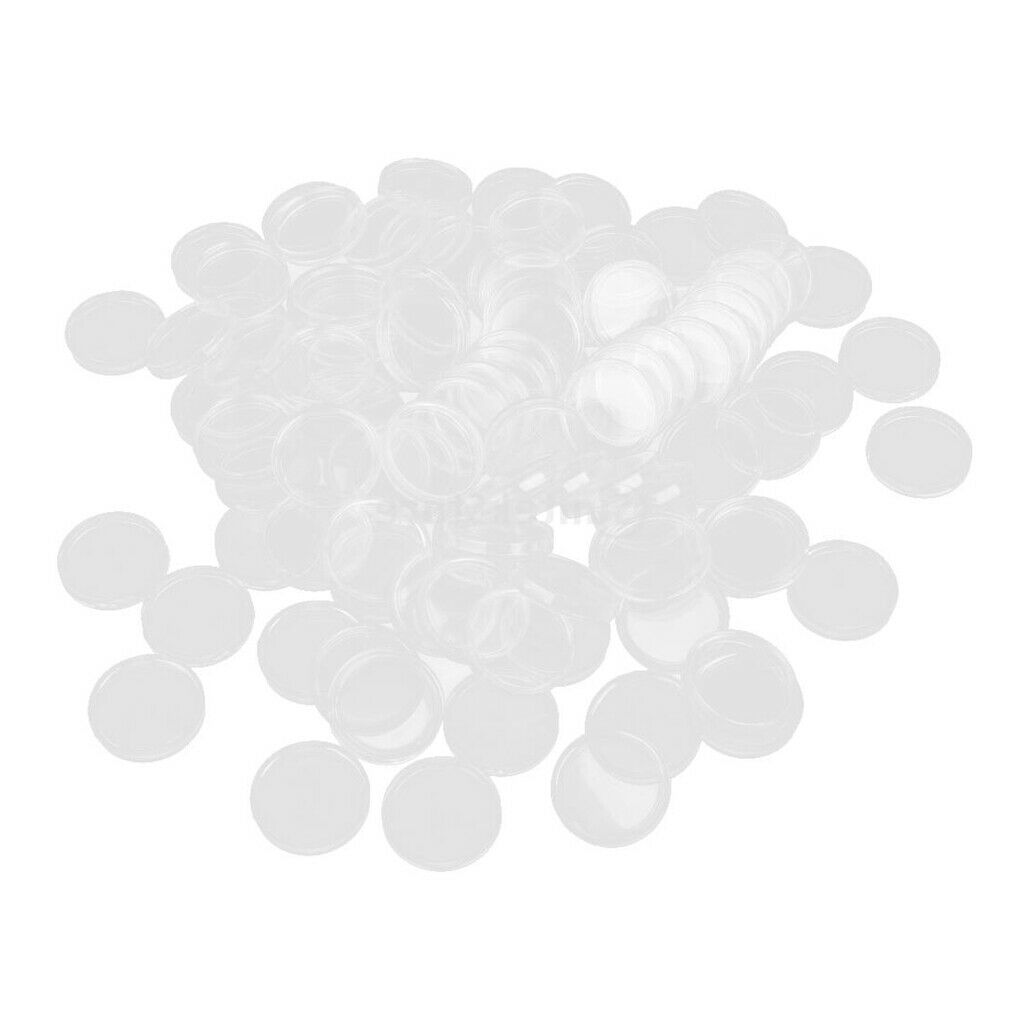 100pcs Clear Round Coins Capsules Protection Collectible Containers 26mm Dia