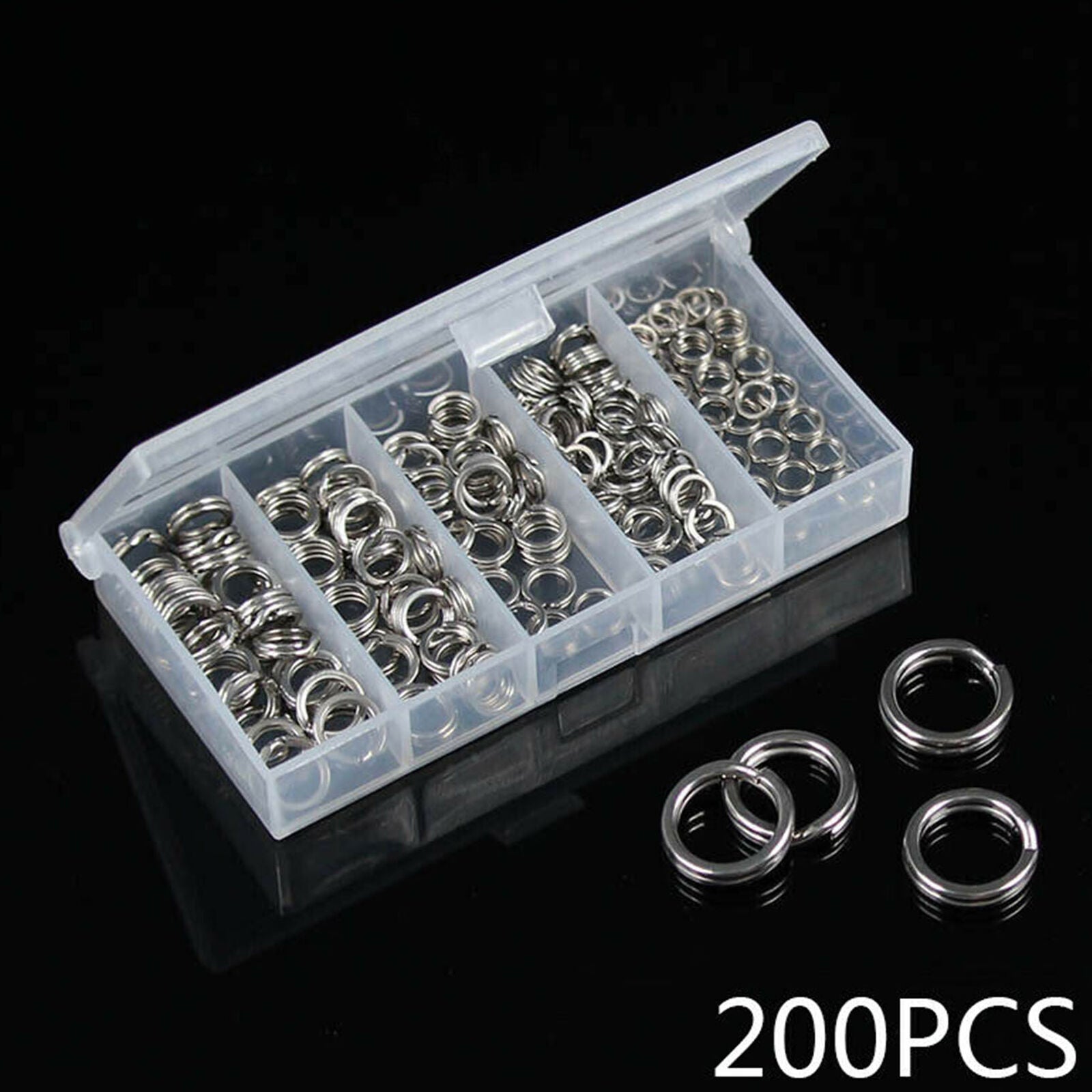 200pcs Fishing Snap Rings Fishing Lures Stainless Steel Split Ring 5mm-9mm Parts