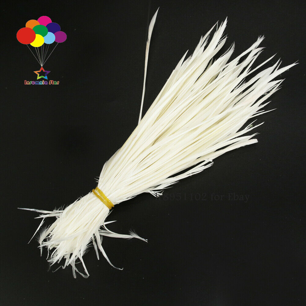 Goose Feathers 20-25cm 8-10 inch Carefully Crafted Smooth Dyed White Juju