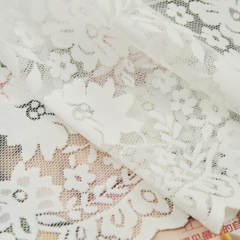 Flower Lace Tulle Curtain Fabric Sheer Net Voile Window Panel Drape Divider DIY