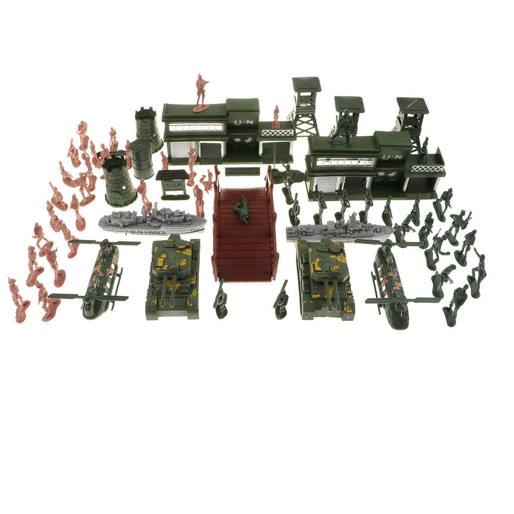 130 Pieces Army Action Figures and Accessories (5cm Army Soldiers in 2 Colors)