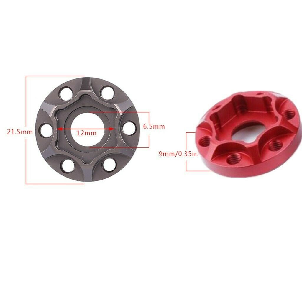 9mm Wheel Hex Rim Hub Drive Adapter for 1/10 Axial SCX10 TRX4 D90 Red