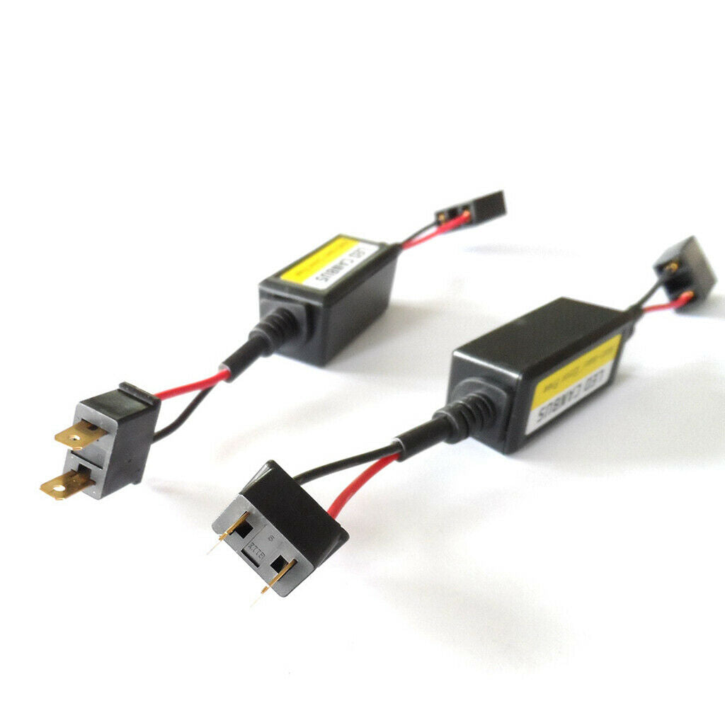 2pcs Car Headlight Decoder LED Anti Flicker Prevent Noise Warning Adapter Kit