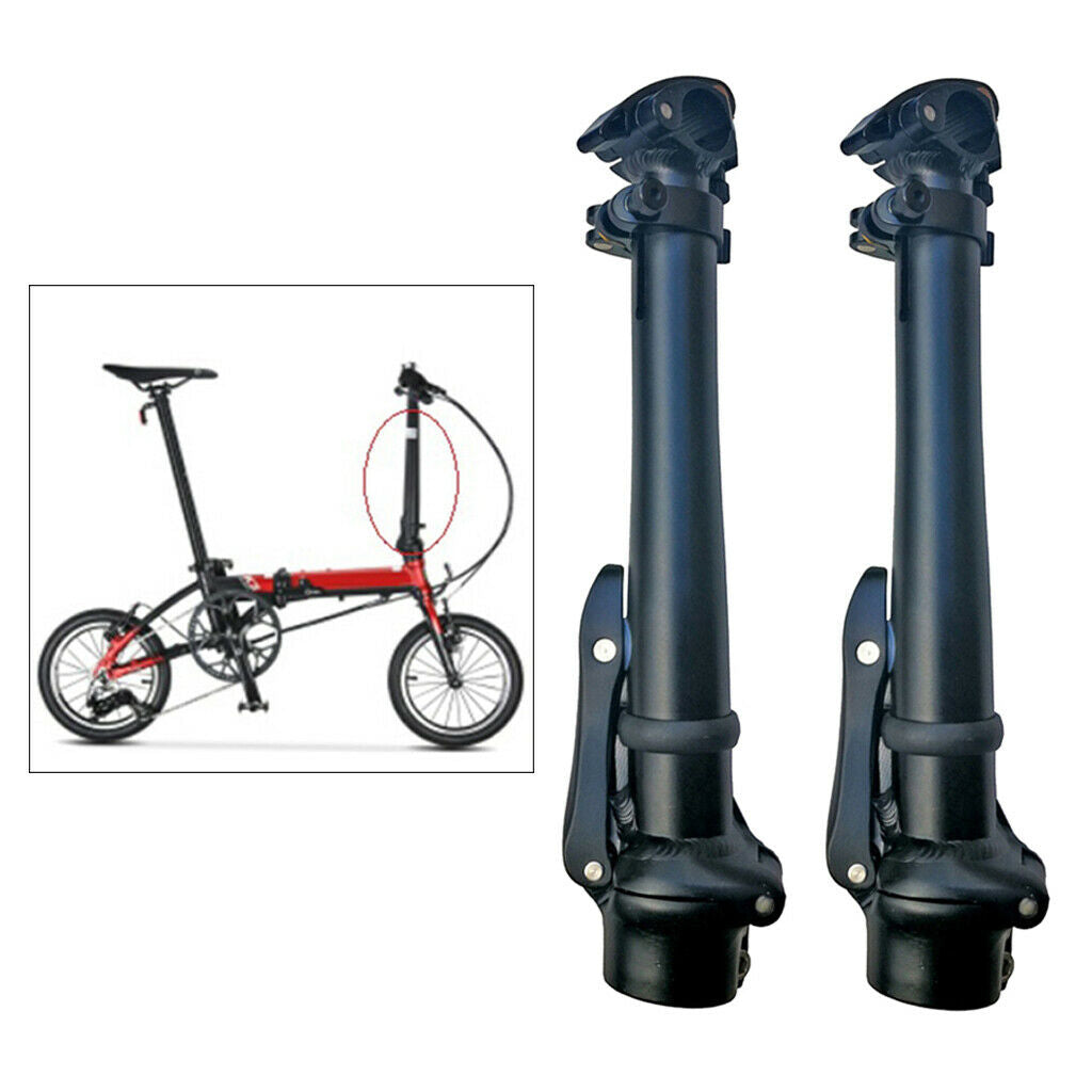 2Pcs Folding Bike Head Tube Riser Stem Quick-Release Adjustable 28.6mm Handlebar