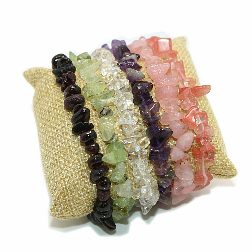 Natural Crystal Stone Gravel Bracelet Beaded Lovers Bracelet Pink